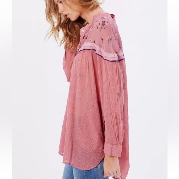 Free People Hearts And Colors Printed Tunic Top / Shirt Women's Size S - Picture 2 of 6